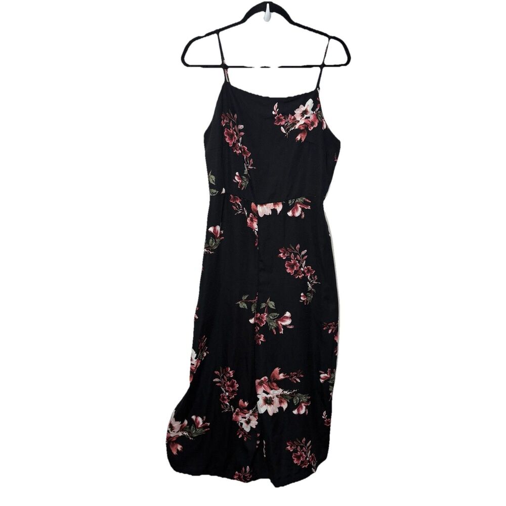 Wild Fable Black Pink Floral Spaghetti Strap Jumper Sleeveless Size Medium